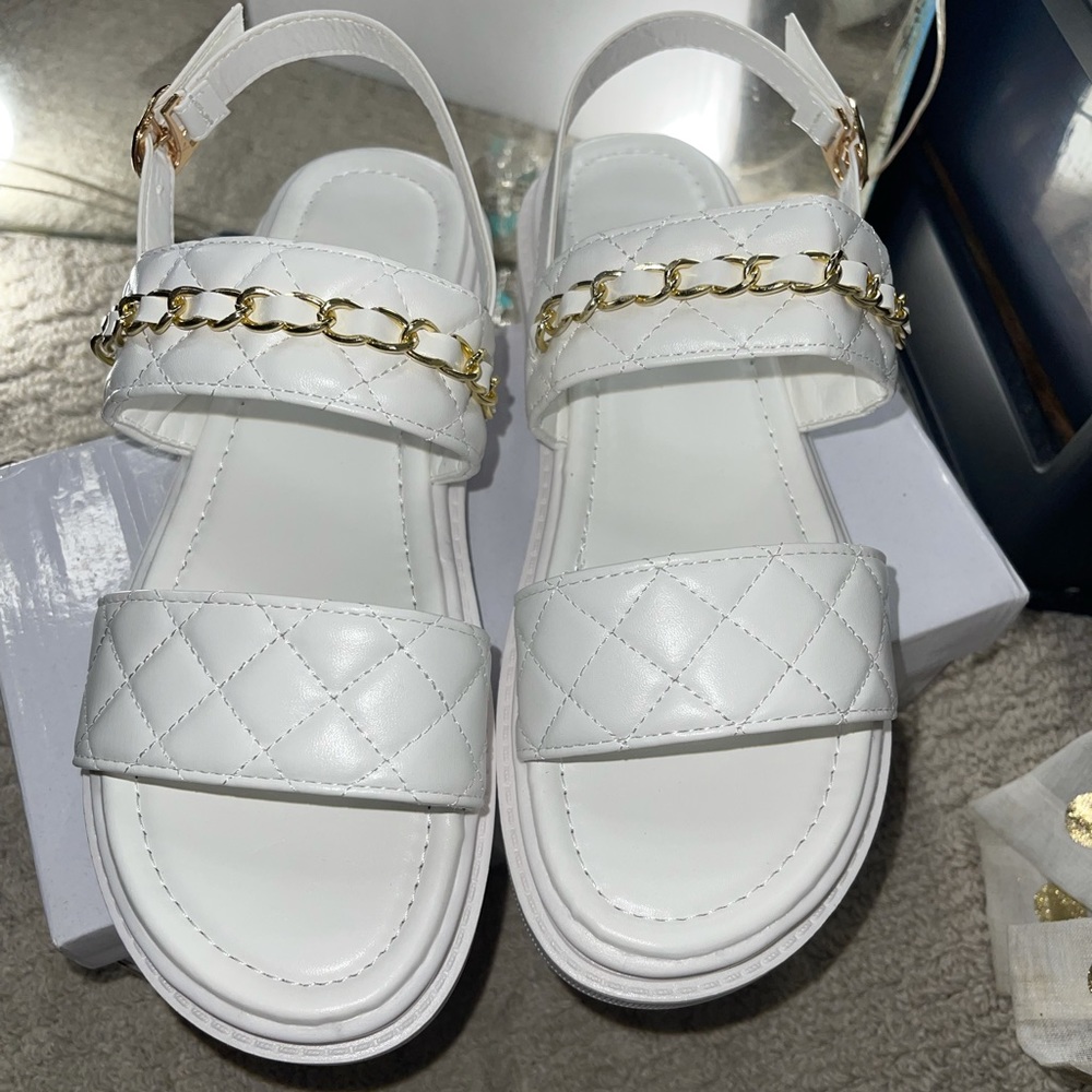 White Quilted Sandal